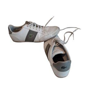 Lacoste Low cut White Gray Mens Casual Driving Tennis Shoes size 10 alligator